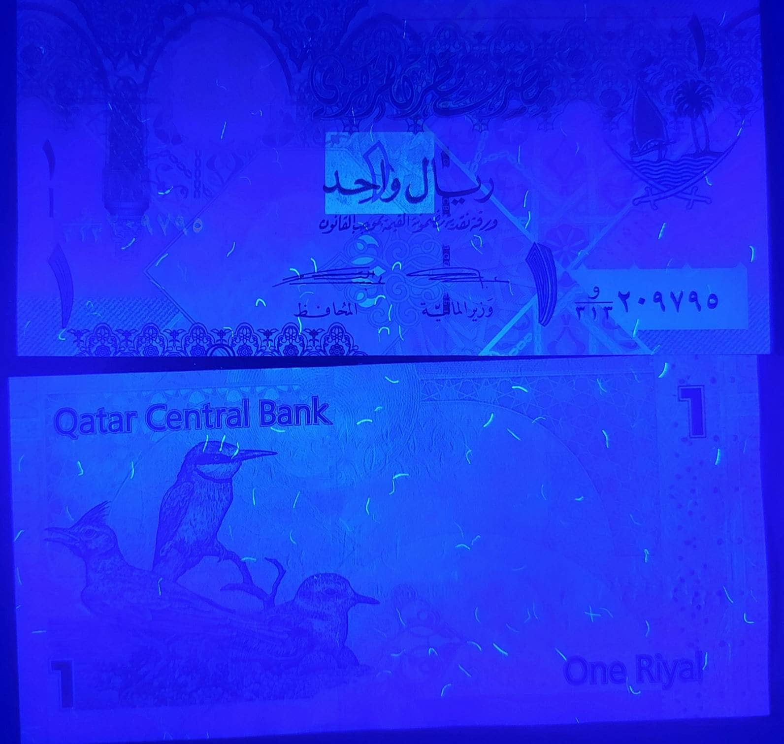 QATAR 1 Riyal; P -28b; UNCIRCULATED from 2008-15; Features 3 Native birds