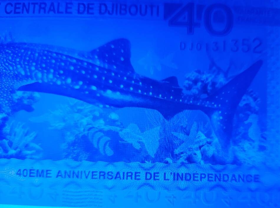 DJIBOUTI 40 Francs, P46; UNCIRCULATED, 2017; 40th year of Independence; Features a Whale Shark