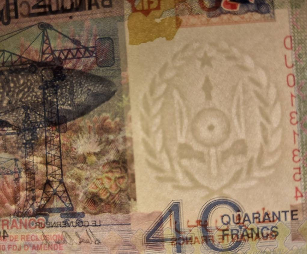 DJIBOUTI 40 Francs, P46; UNCIRCULATED, 2017; 40th year of Independence; Features a Whale Shark