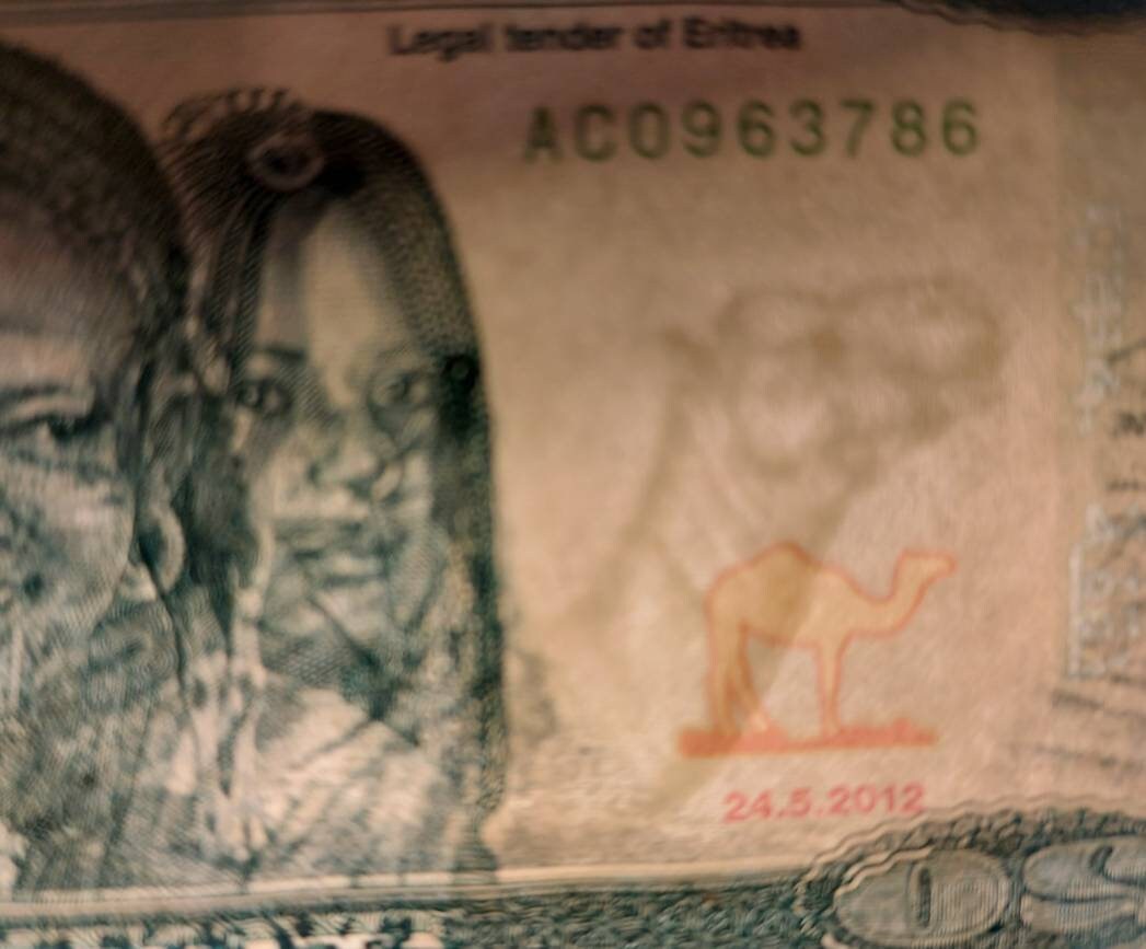 ERITREA 20 Nakfa Banknote, P12, UNCIRCULATED, 2012; features farmer and camel