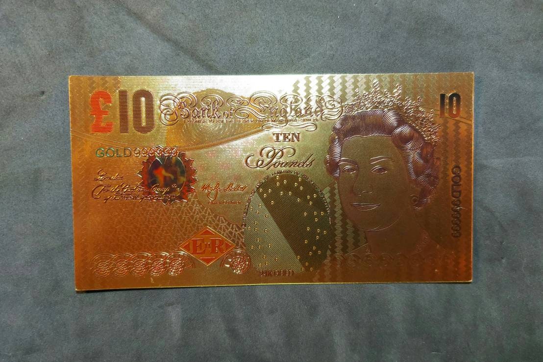 ENGLAND 10 Pounds ~ Queen ELIZABETH II .9999 Color Foil Note; Charles Darwin; Hummingbird