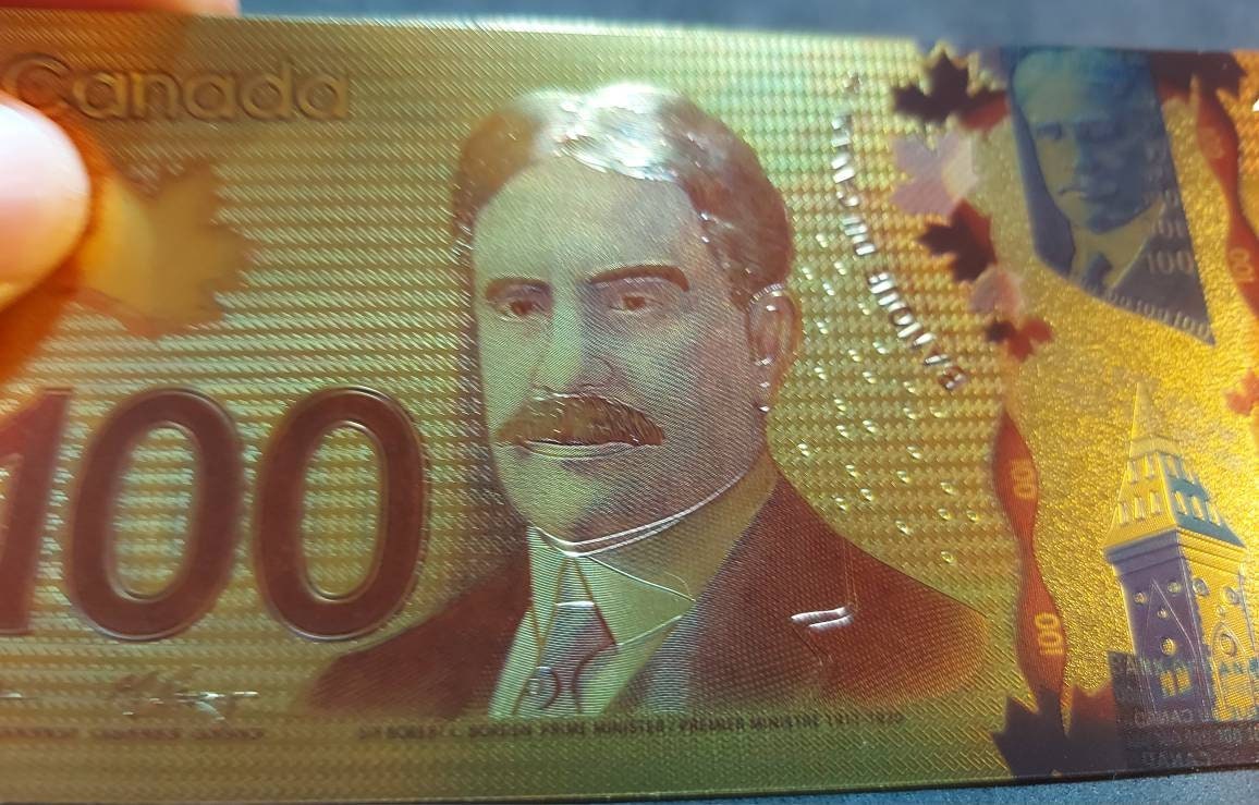 Canada 100 Dollars FANTASY .9999 GOLD FOIL Note; Beautiful Design; Comes shipped in a Mylar currency holder