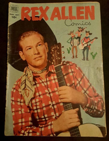REX ALLeN #4: Rustlers of the Pacific from 1952; A Silver Age Dell Comic; (VG); Rex Allen Photo Cover and Back with his Horse