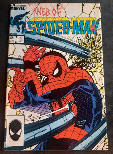 WEB Of SPiDERMAN #4 from 1985; (VF-NM 9.0 with Color Bleed) Direct Edition; John Byrne Art; Appearance Doc Octopus