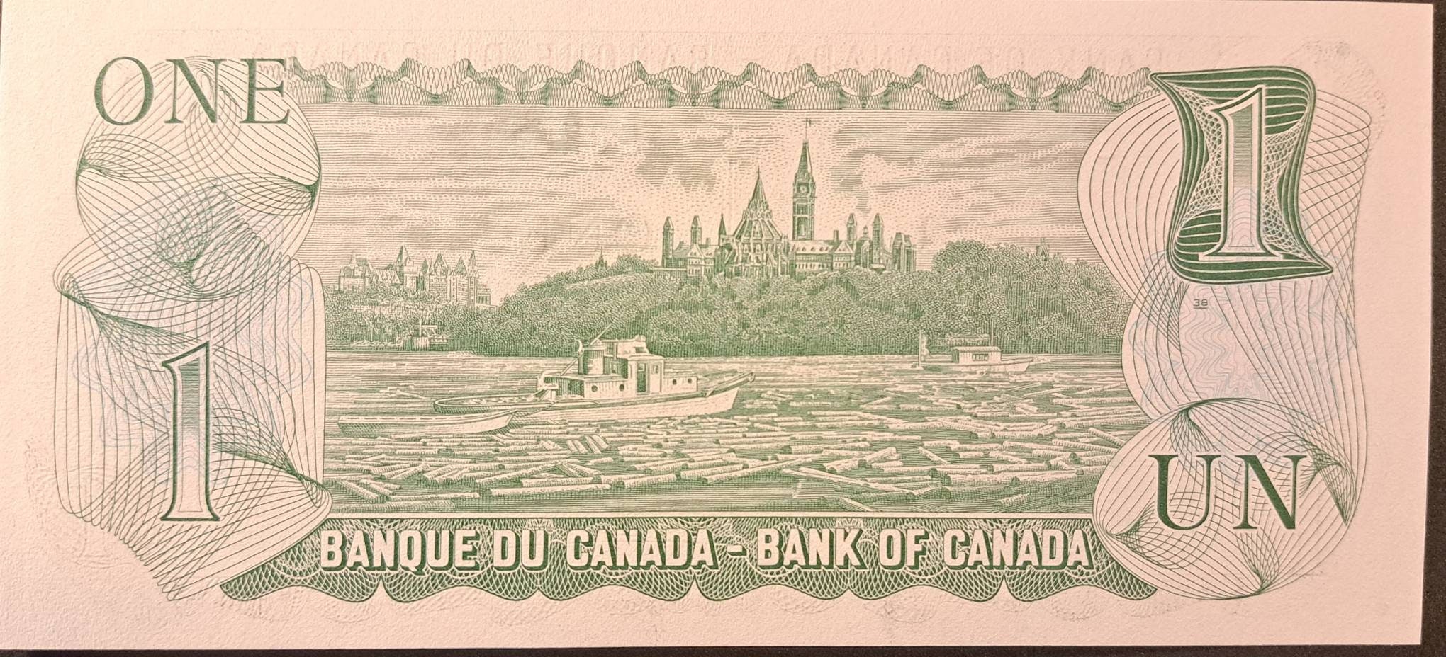 1973 Canada One Dollar; P85c; UNCIRCULATED ~ Queen Elizabeth II ~ Shipped in the best Protective Mylar Currency holder