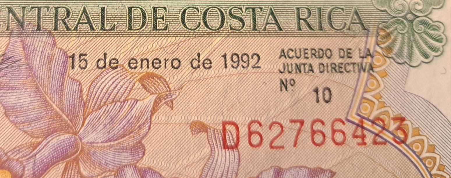 Costa Rica 5 Colones, P-236e; UNCIRCULATED, 1992; beautiful note
