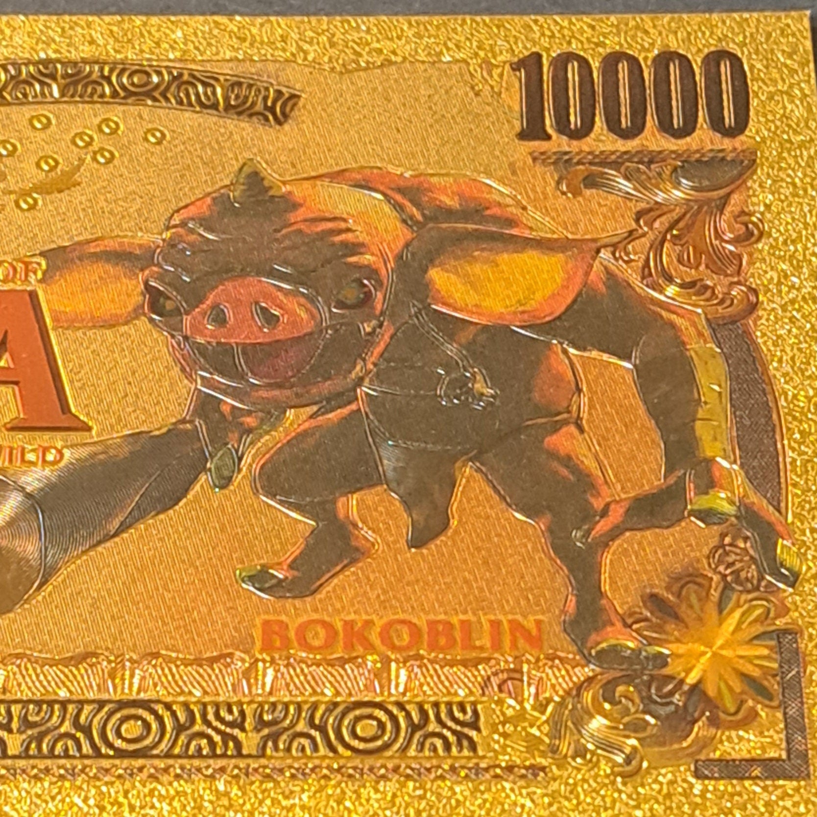 BOKOBLIN from The Legend of Zelda: Breath of the Wild;  .9999 GOLD FOiL 10000 Yen Note; Comes in a collector display holder