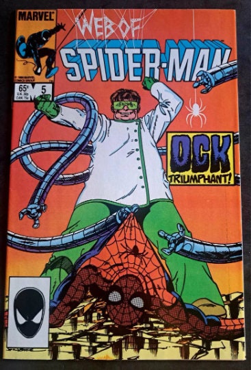 WEB Of SPiDERMAN #5 from 1985; (VF-NM 9.0 - 2mm Color change top) Direct Edition; John Byrne Art; Doctor Octopus