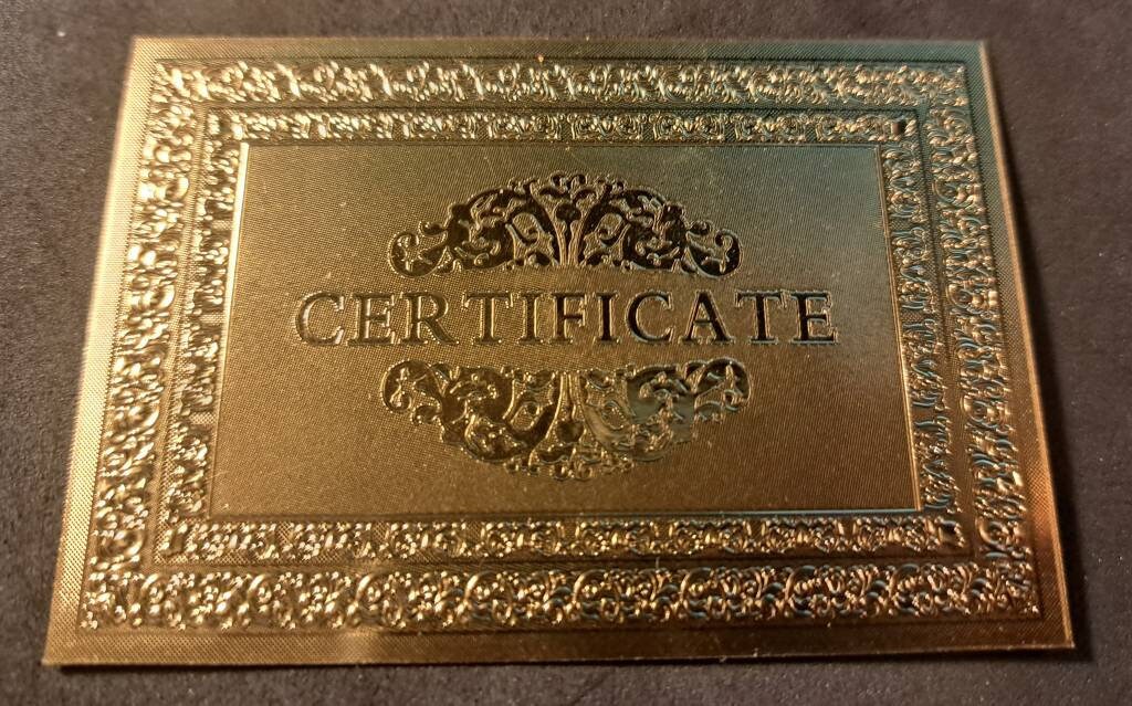 BITCOIN Cryptocurrency .9999 GOLD FOIL Note; Come with Holder and Certificate of Authenticity