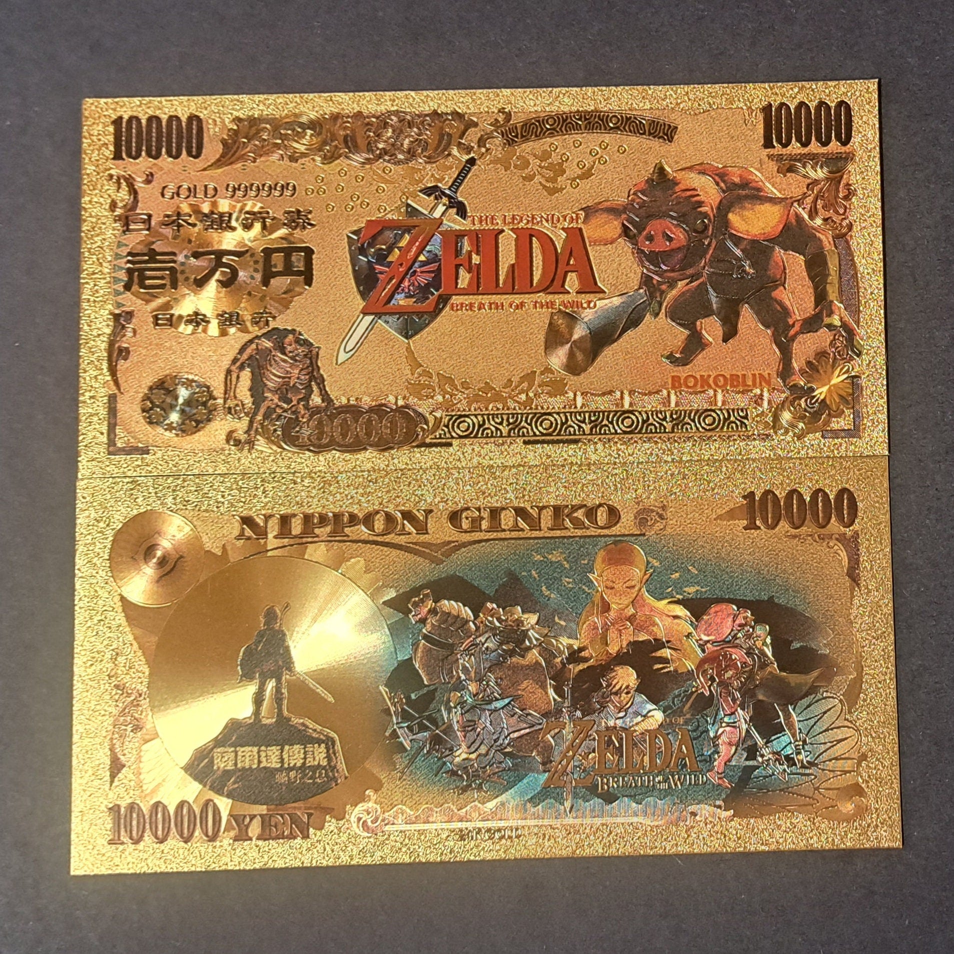 BOKOBLIN from The Legend of Zelda: Breath of the Wild;  .9999 GOLD FOiL 10000 Yen Note; Comes in a collector display holder