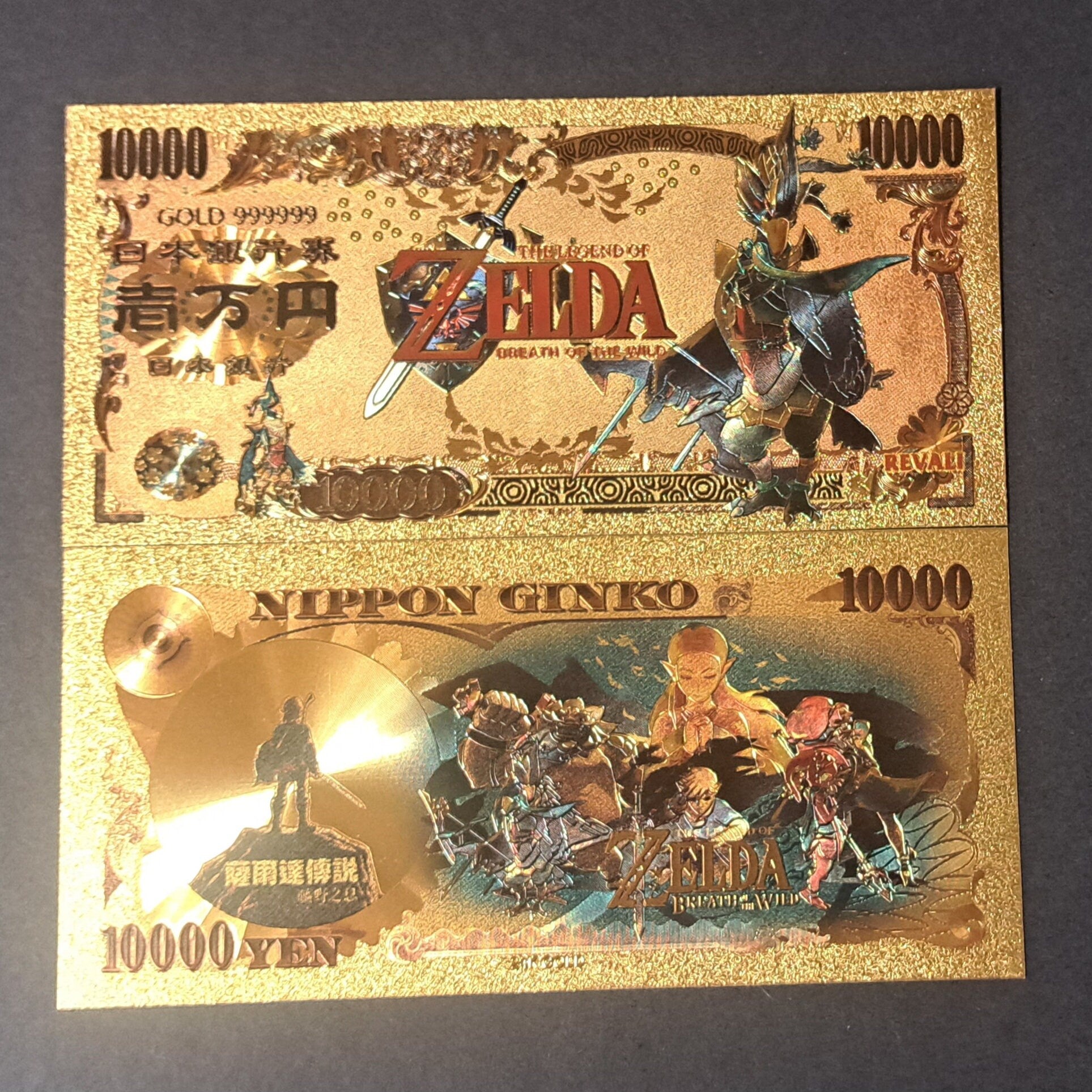 REVALI from The Legend of Zelda: Breath of the Wild;  .9999 GOLD FOiL 10000 Yen Note; Comes in a collector display holder
