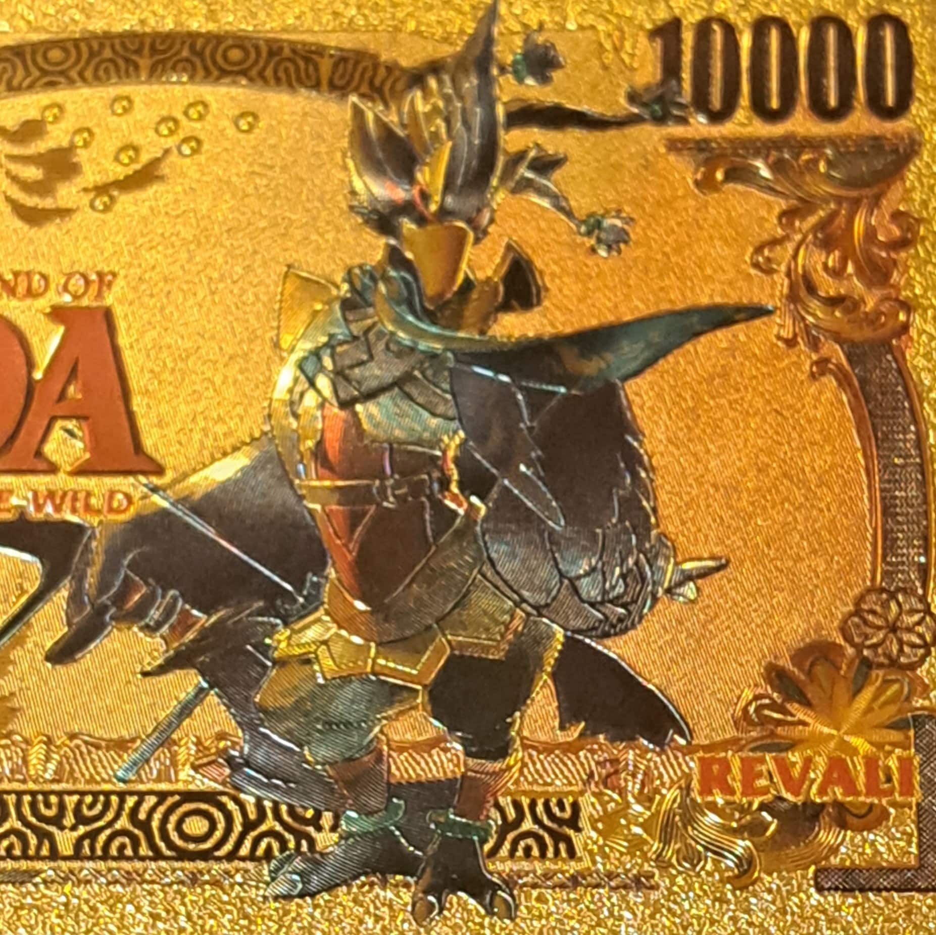 REVALI from The Legend of Zelda: Breath of the Wild;  .9999 GOLD FOiL 10000 Yen Note; Comes in a collector display holder