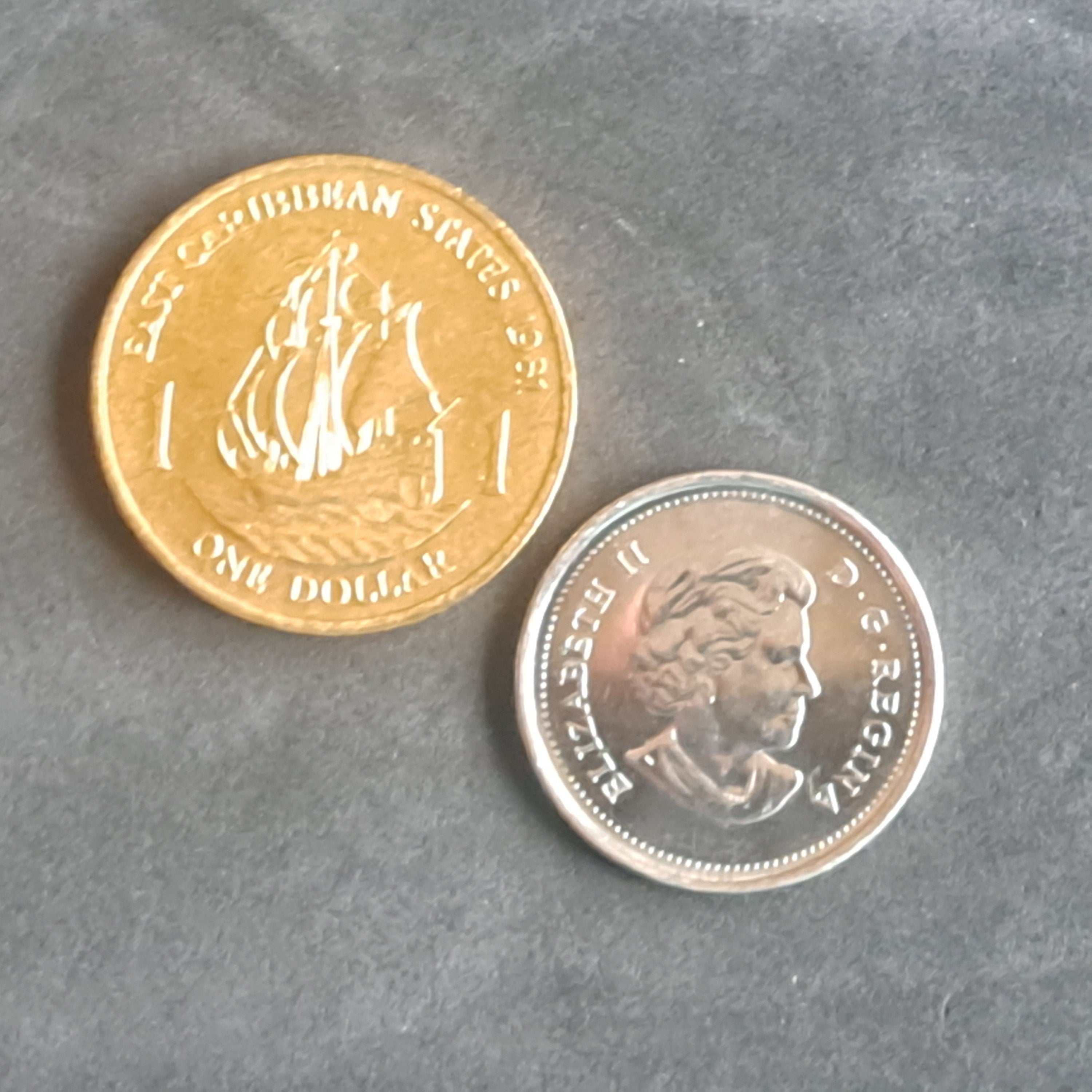 East Caribbean States One Dollar Coin; 1981 KM-15; Uncirculated; Queen Elizabeth II and Drake's Golden Hind Ship