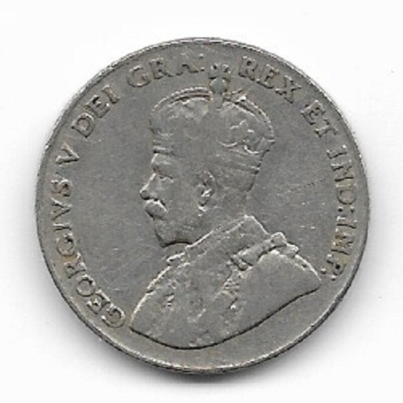 1927 CANADIAN NICKEL; Five Cent Coin; King George V; Vintage Nickel Coin; Maple Leaves