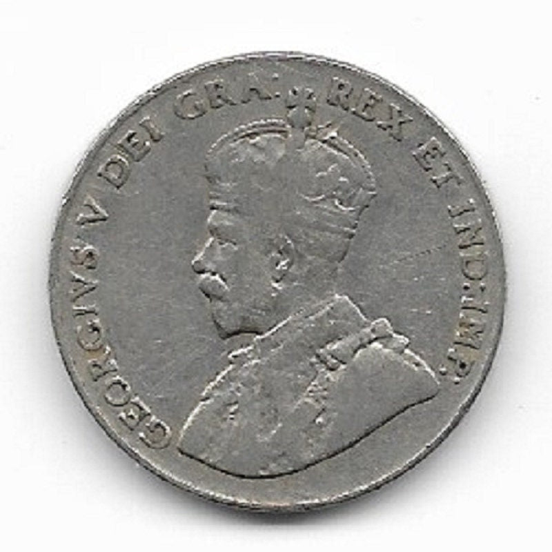 1928 CANADIAN NICKEL; Five Cent Coin; King George V; Vintage Nickel Coin; Maple Leaves