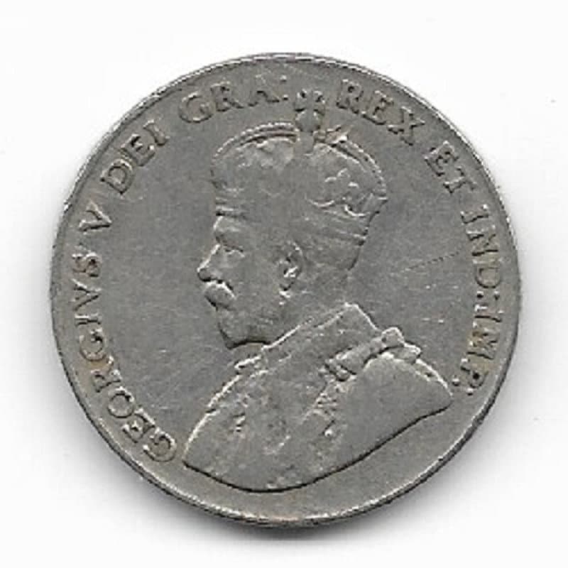 1932 CANADIAN NICKEL; Five Cent Coin; King George V; Vintage Nickel Coin; Maple Leaves