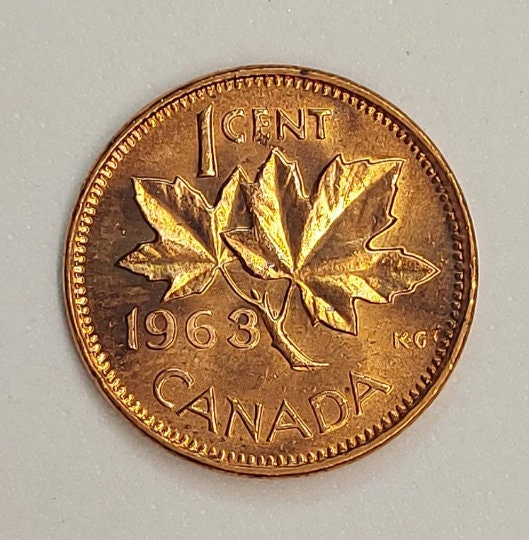 1963 Canadian Penny ~ CHOICE UNCIRCULATED One Cent Coin; Queen Elizabeth II; Copper Penny; High grade coins!