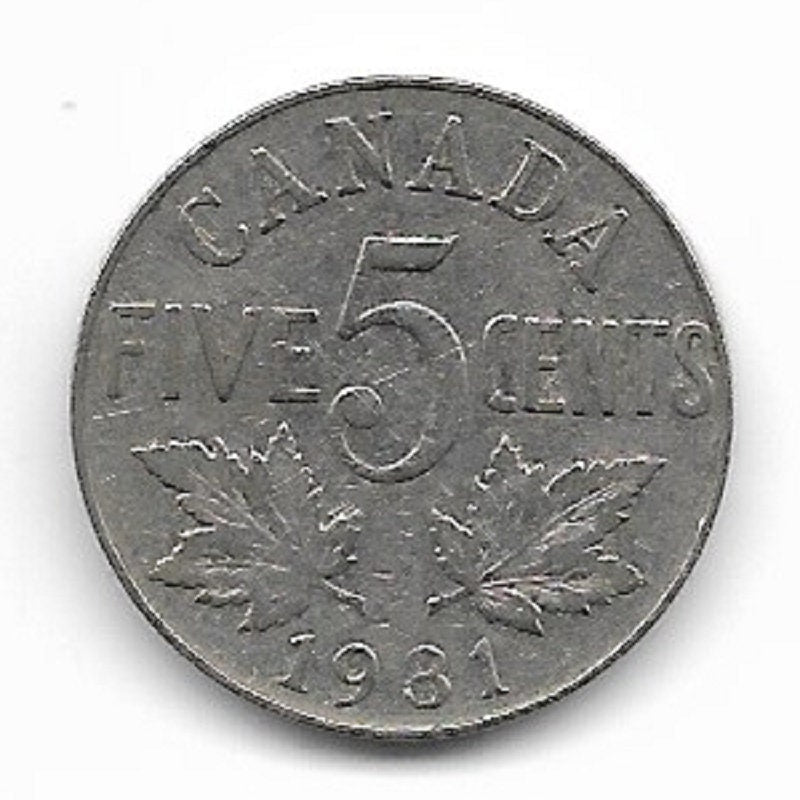 1931 CANADIAN NICKEL; Five Cent Coin; King George V; Vintage Nickel Coin; Maple Leaves