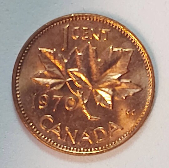 1970 Canadian Penny ~ CHOiCE Brilliantly UNCIRCULATED (BU) One Cent Coin; Queen Elizabeth II; Copper Penny