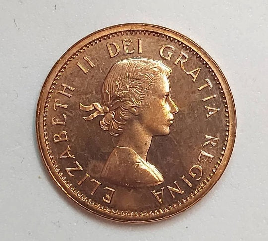 1964 Canadian Penny ~ PROOF (PL) One Cent Coin; Queen Elizabeth II; Highest grade coins