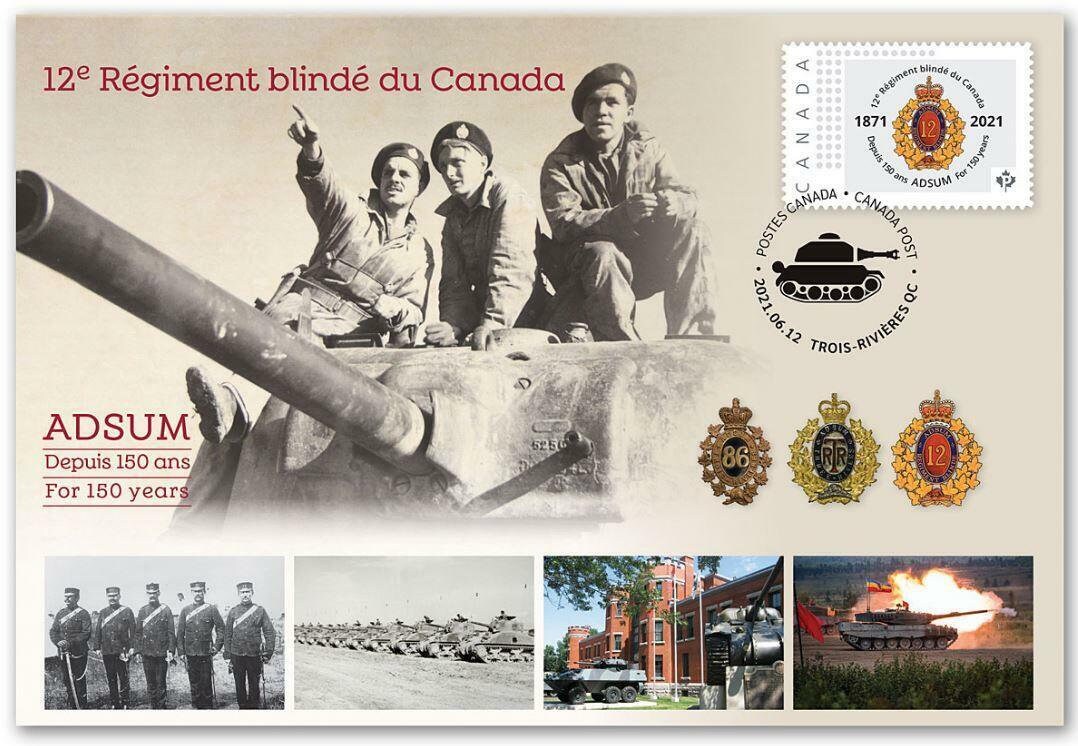 2021 Canada Post  12e Régiment blindé du Canada  ~ 150th Anniversary Special Event Cover - Scarce and limited