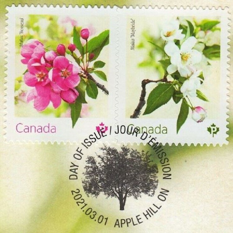2021 Canada CRABAPPLE BLOSSOMS Pair First Day Cover (OFDC)