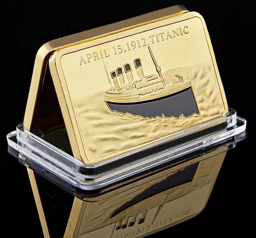 TITANIC Commemorative Coin ~ Gold Layered ~ Rectangular Coin ~ Great Gift ~ 28 Grams (1 Ounce) In Special Capsule