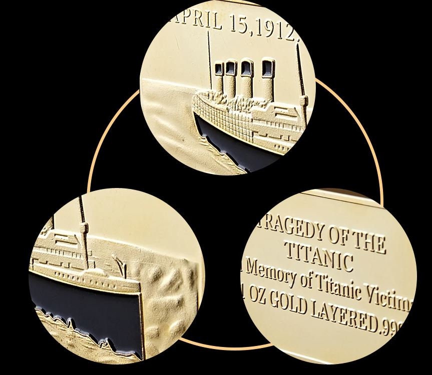 TITANIC Commemorative Coin ~ Gold Layered ~ Rectangular Coin ~ Great Gift ~ 28 Grams (1 Ounce) In Special Capsule