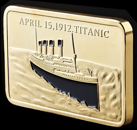 TITANIC Commemorative Coin ~ Gold Layered ~ Rectangular Coin ~ Great Gift ~ 28 Grams (1 Ounce) In Special Capsule