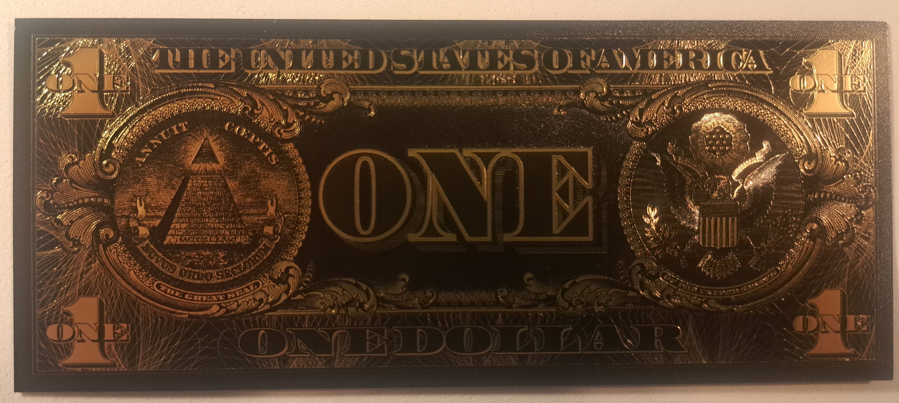 USA 1 Dollar Black .9999 GOLD FOIL Note from 2003 Series; Beautiful collector piece and design