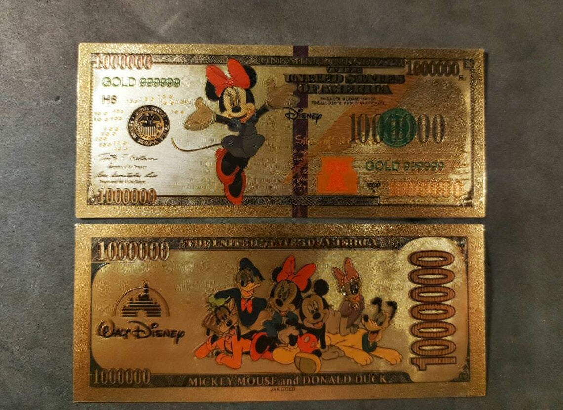 MINNIE MOUSE .9999 GOLD Foil Million Note; Colorful Collectible; Comes in a collector display holder