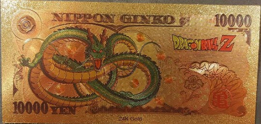 Son GOKU Nimbus from Dragon Ball Z;  .9999 GOLD FOiL 10000 Yen Note; Comes in a Collector Display holder