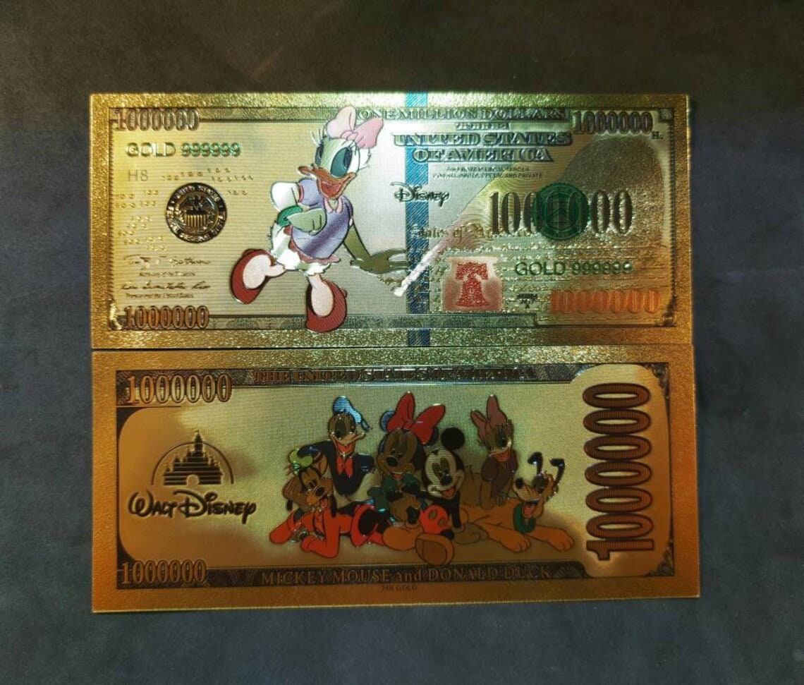 DAISY DUCK .9999 GOLD Foil Million Note; Colorful Collectible; Comes in a collector display holder