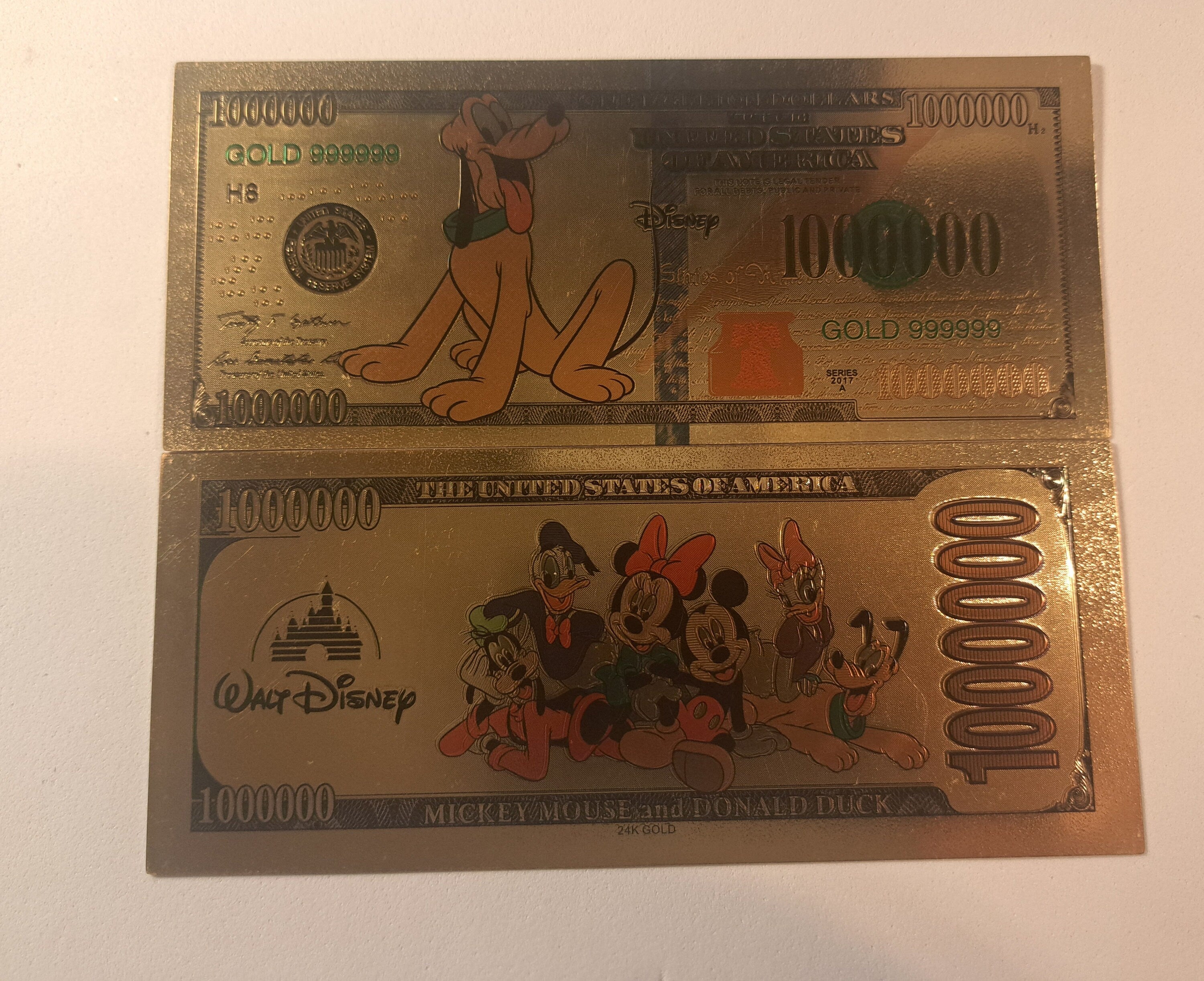 PLUTO .9999 GOLD Foil Million Note; Colorful Collectible; Comes in a collector display holder