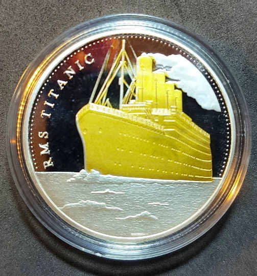 TITANIC ~ The Voyage of the Titanic Commemorative Coin ~ Silver and Gold Layered ~ In Special Capsule