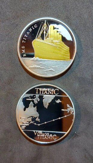 TITANIC ~ The Voyage of the Titanic Commemorative Coin ~ Silver and Gold Layered ~ In Special Capsule