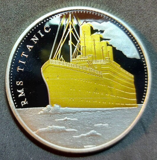 TITANIC ~ The Voyage of the Titanic Commemorative Coin ~ Silver and Gold Layered ~ In Special Capsule
