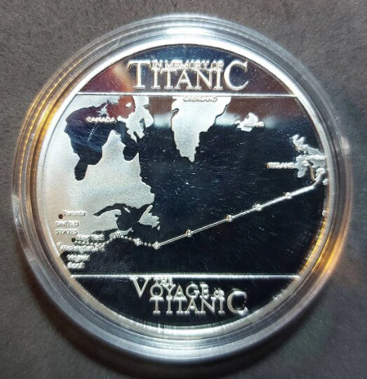TITANIC ~ The Voyage of the Titanic Commemorative Coin ~ Silver and Gold Layered ~ In Special Capsule