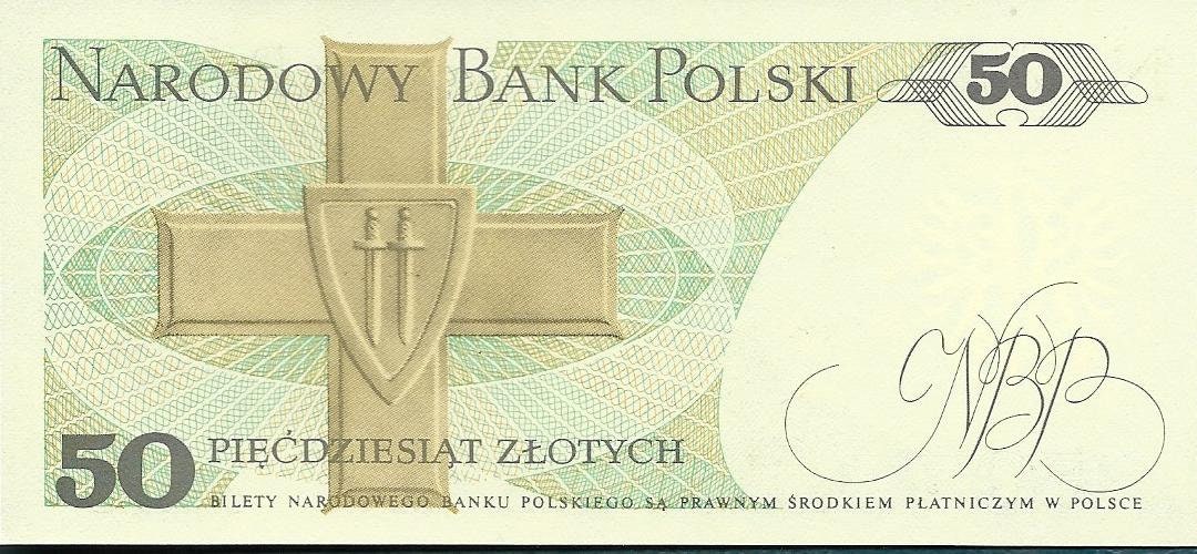 POLAND 50 Zlotych, P-142c; 1988; UNCIRCULATED; features Karl Swierczewski