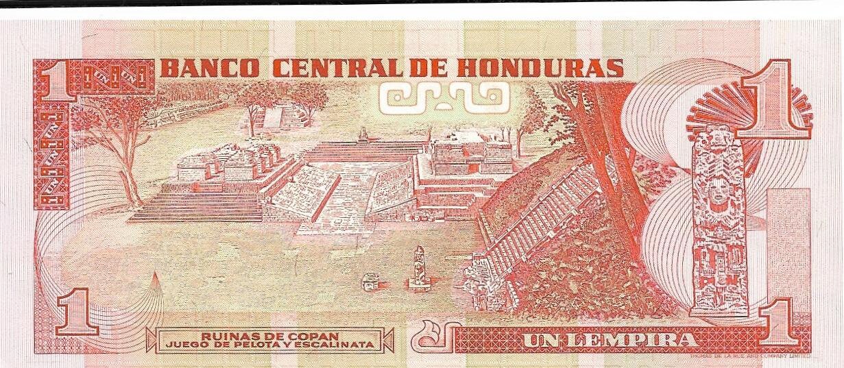 HONDURAS 1 Lempira; P76; 1994; UNCIRCULATED; featuring the Myan Ruins of Copan