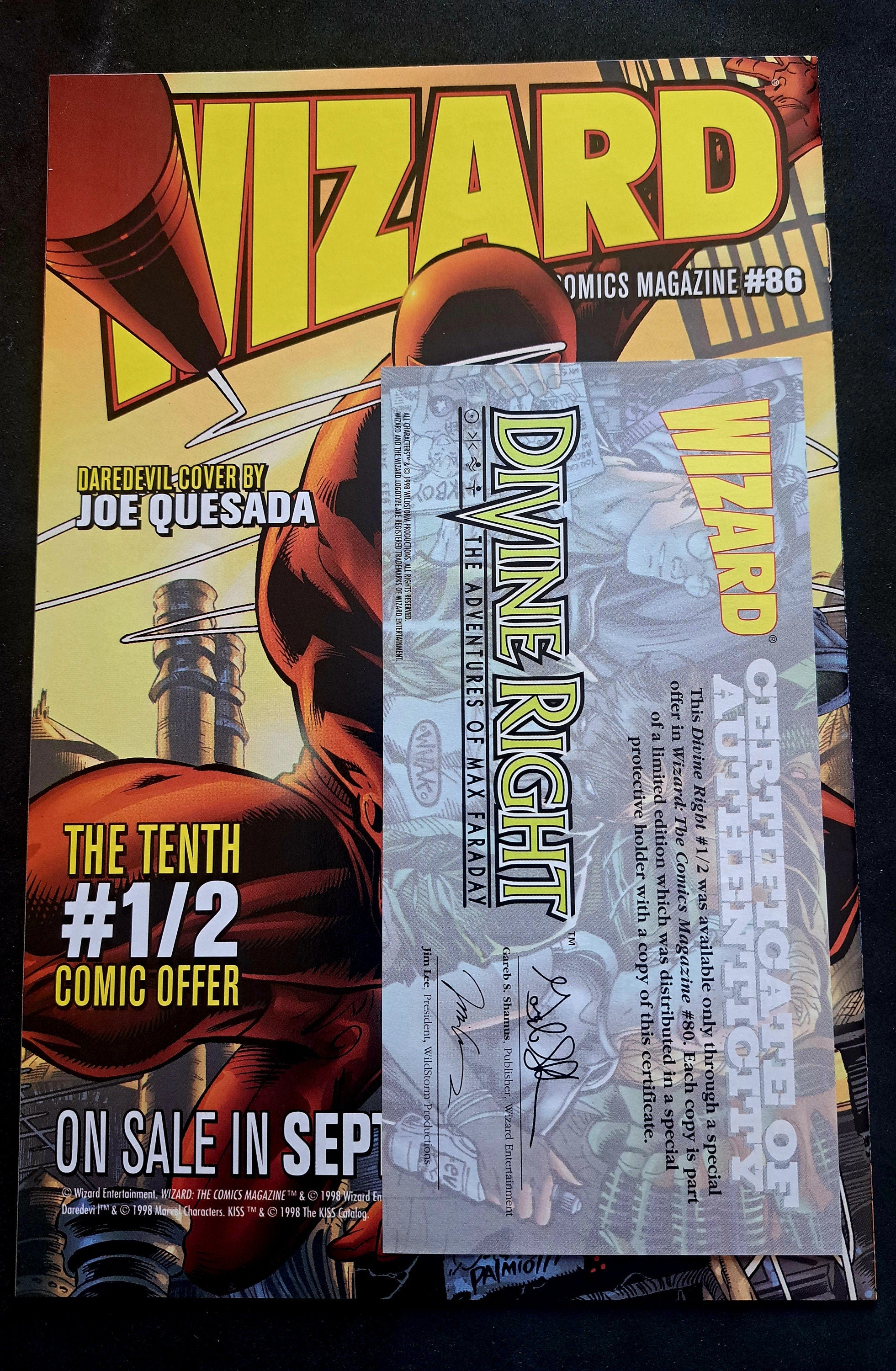 DIVINE RIGHT #1/2 Wizard Limited edition from 1996; Jim Lee FOiL Variant; Certificate of Authenticity; High Grade (NM 9.2)