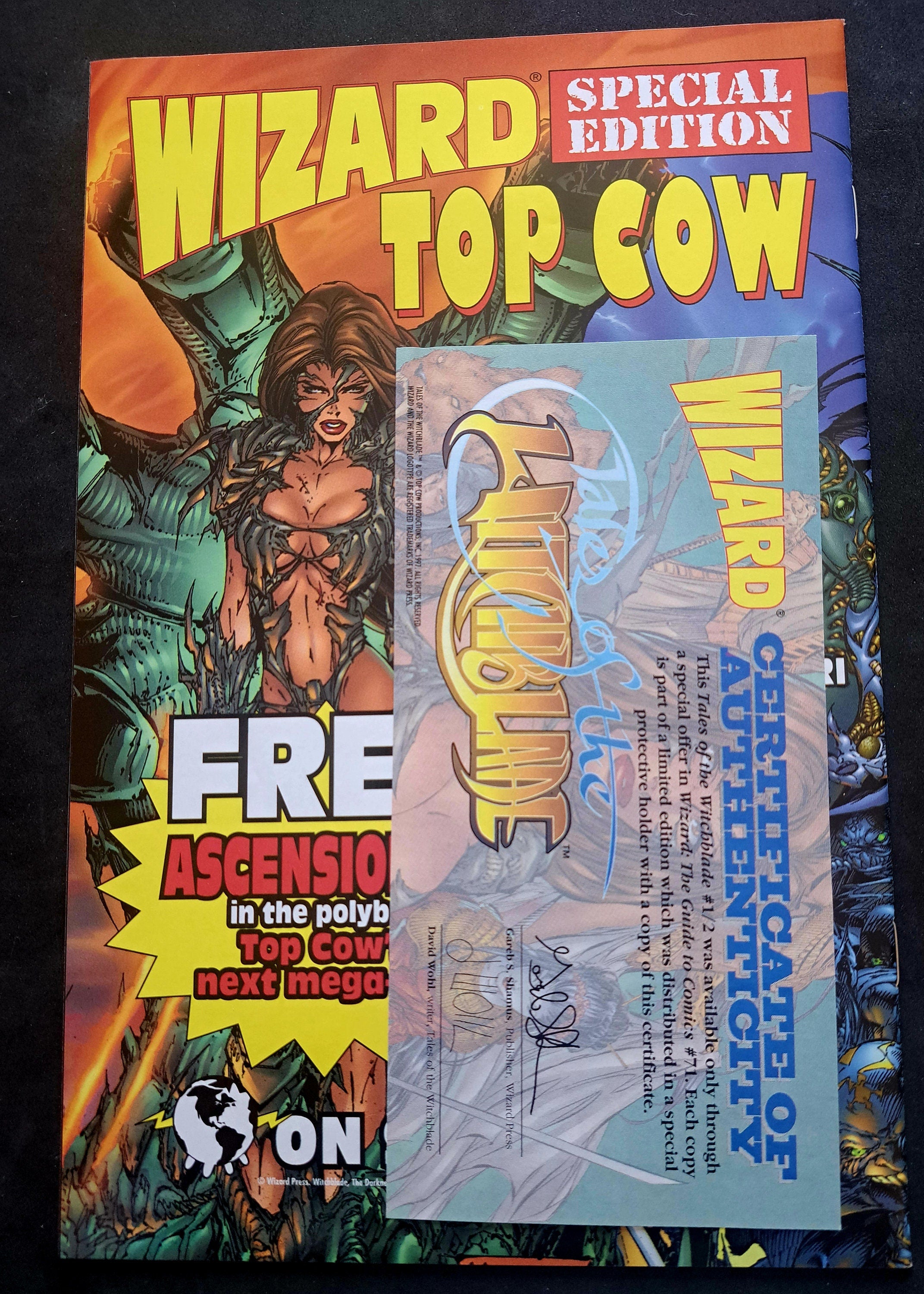 Tales of The WITCHBLADE #1/2 Wizard Limited edition from 1996; Gold Foil Variant; Certificate of Authenticity; High Grade (NM 9.2)