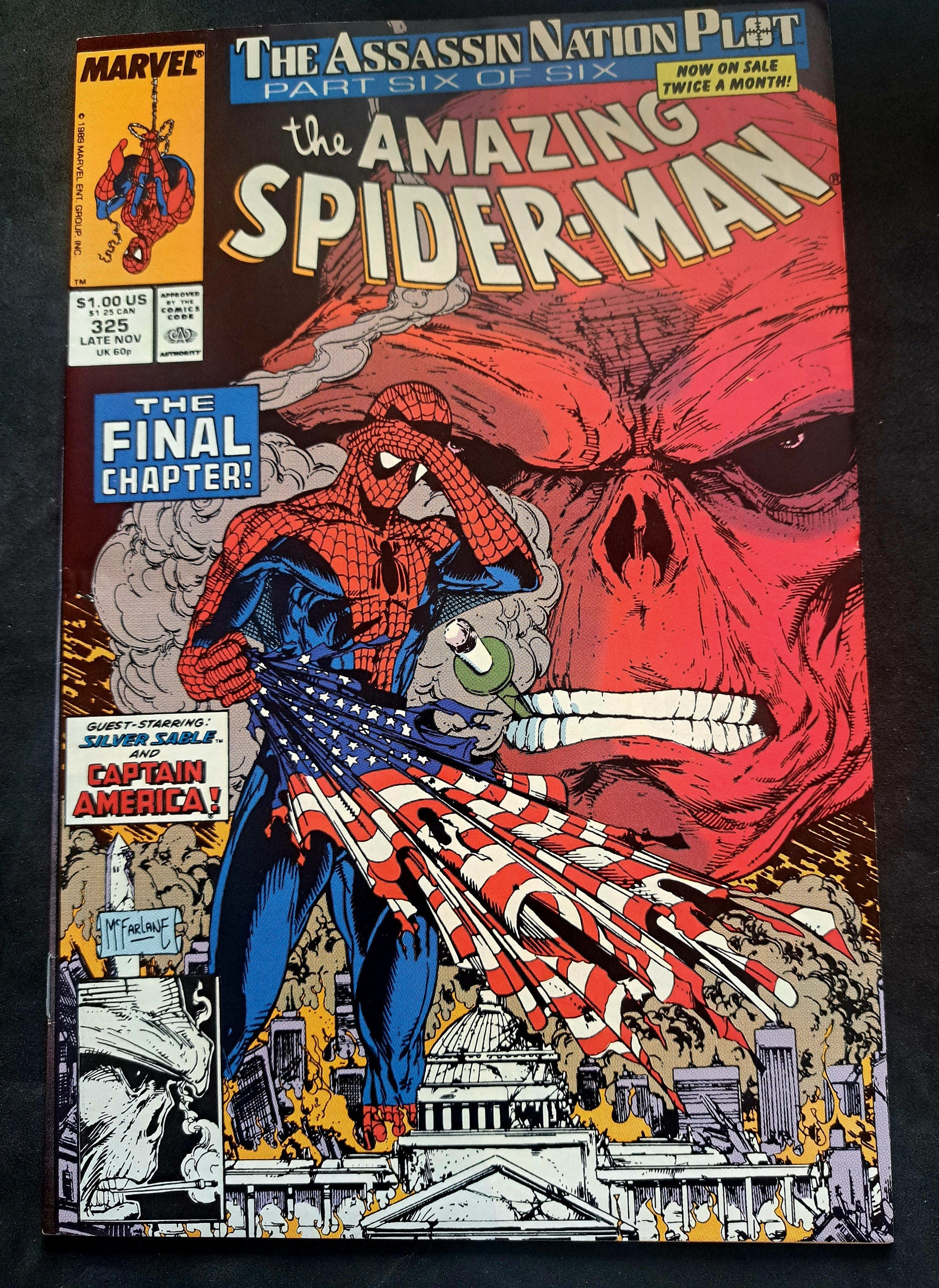 AMAZING SPiDER-MAN #325 from 1989; Todd McFarlane Art, Marvel Comics; Captain America, Goblin Appearances; (F-VF)