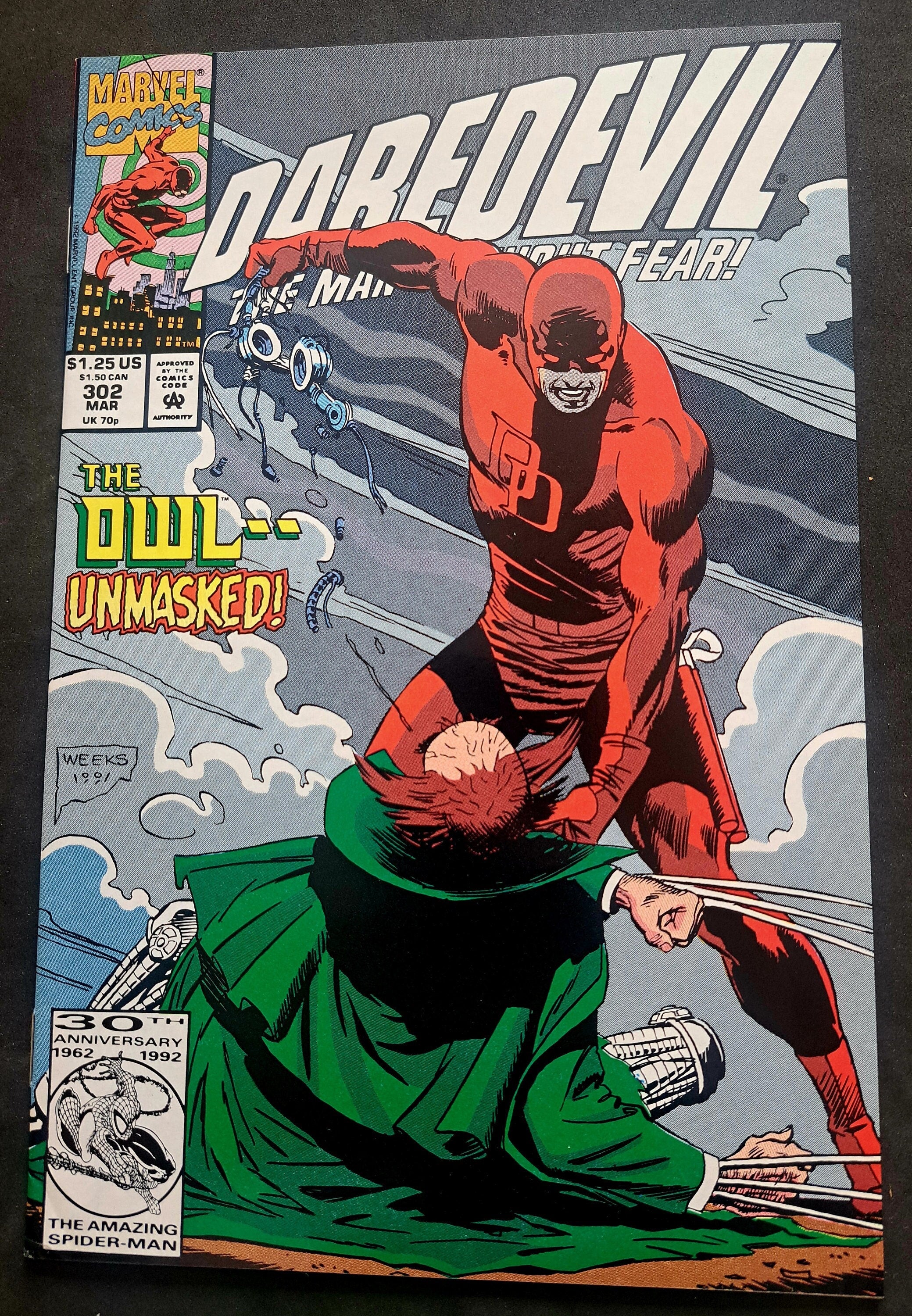 DAREDEVIL #302 Nocturnal Hunter; 1992;  Marvel Comics; High Grade (Vf-NM 9.2)