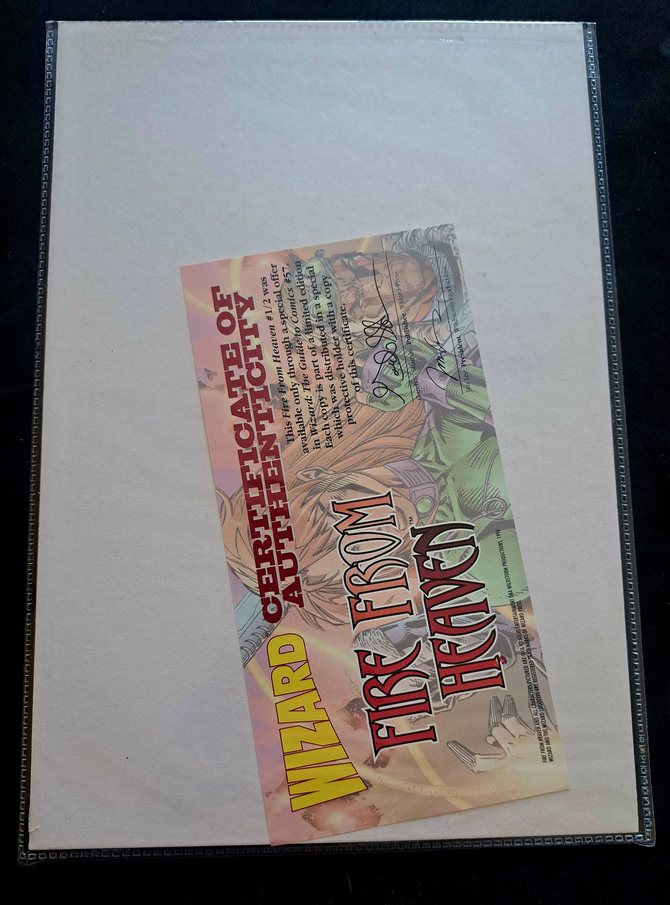 FIRE From HEAVEN #1/2 Wizard Limited edition from 1996; Certificate of Authenticity; High Grade (NM 9.2)