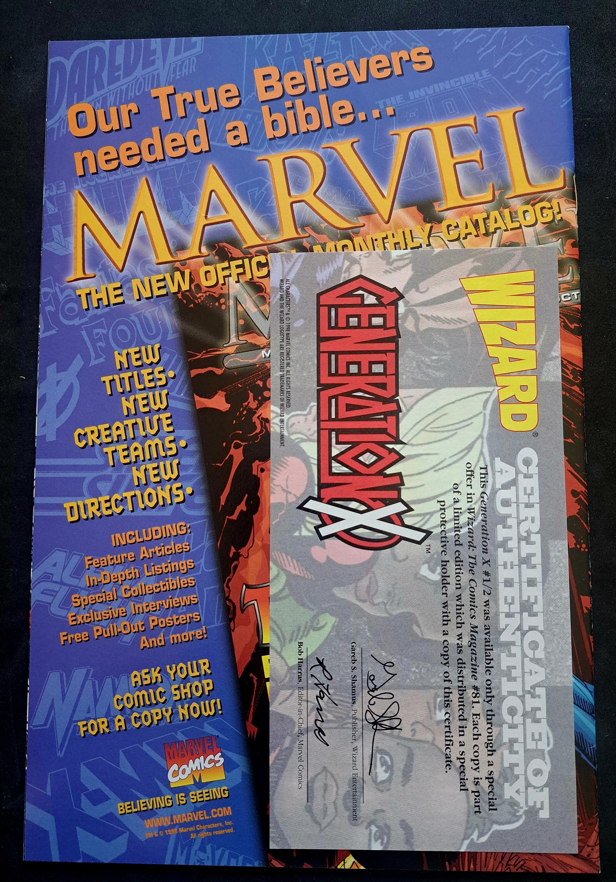 GENERATION X #1/2 Wizard Limited edition from 1998; Dealer Exclusive Red Foil Variant; Certificate of Authenticity; High Grade (NM 9.2)