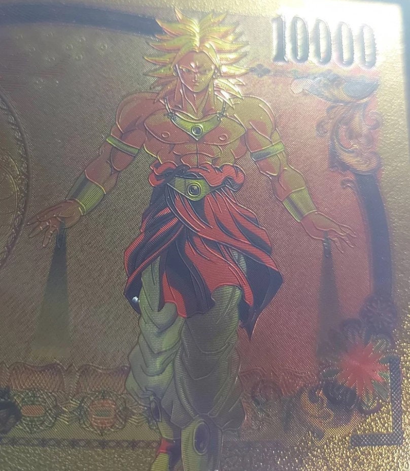 Super Saiyan BROLY ~ 1994 Version from Dragon Ball Z;  .9999 GOLD FOiL 10000 Yen Note; Comes in a Collector Display holder