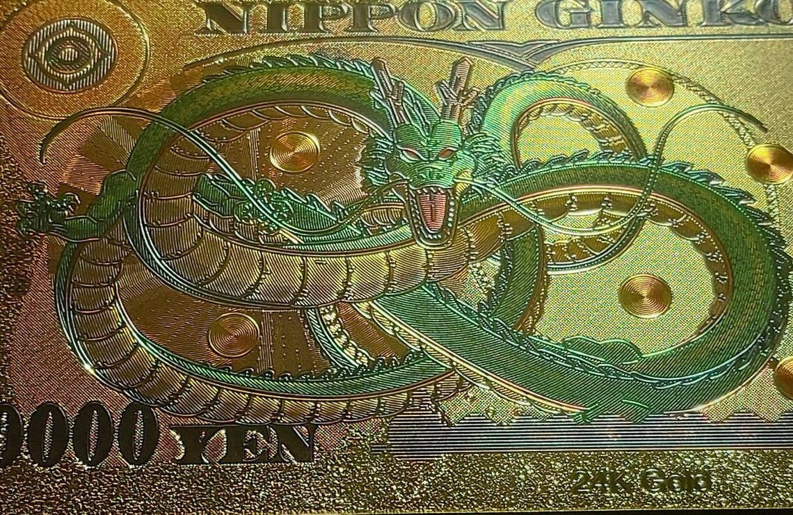 Super Saiyan BROLY ~ 1994 Version from Dragon Ball Z;  .9999 GOLD FOiL 10000 Yen Note; Comes in a Collector Display holder