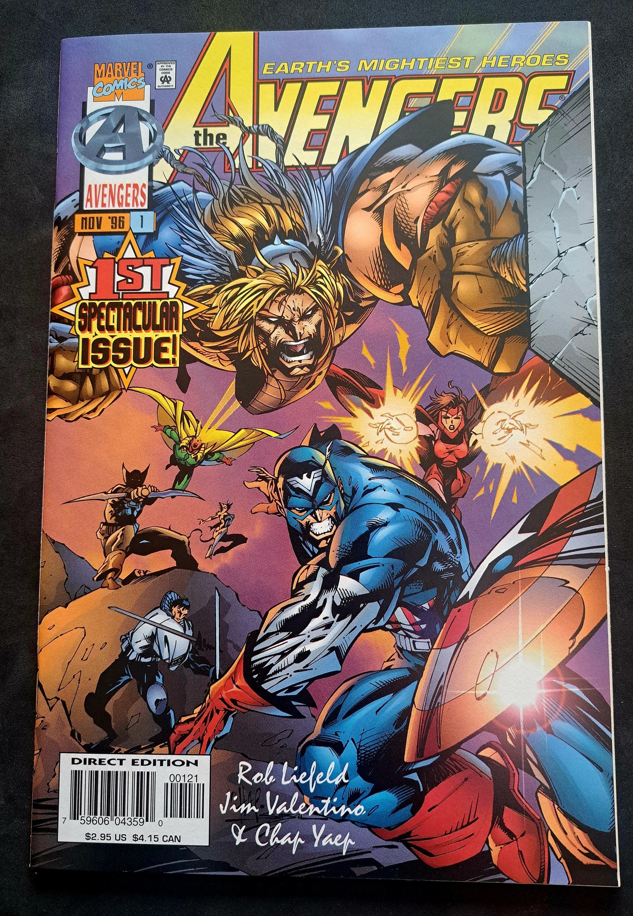 The AVENGERS #1 Awaken the Thunder; New team Origin; 1996; Variant Cover; Marvel Comics; High Grade (NM 9.2)