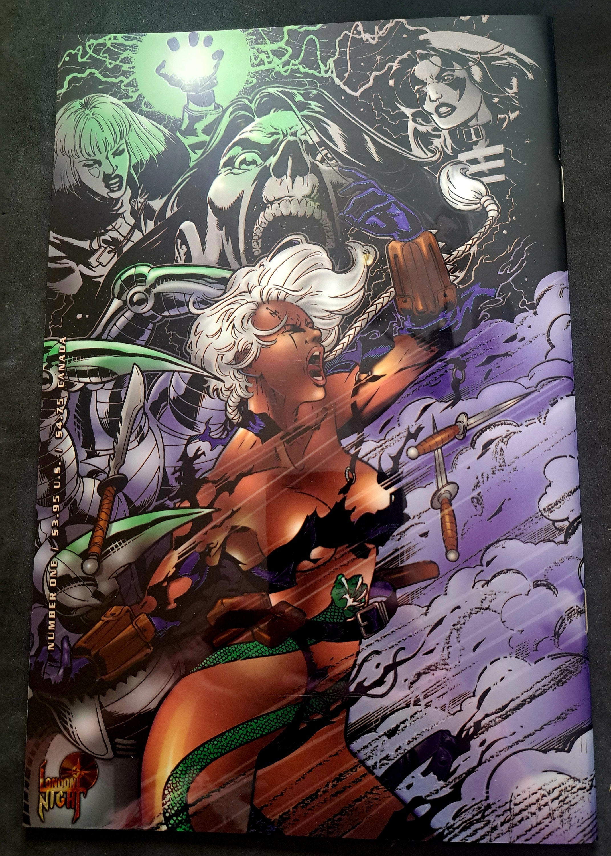 ULTIMATE STRIKE #1; Beautiful wrap around Chromium Cover; London Night Comics 1997; High Grade (Vf-NrMt 9.2)